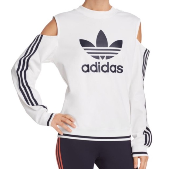 adidas cold shoulder sweatshirt white